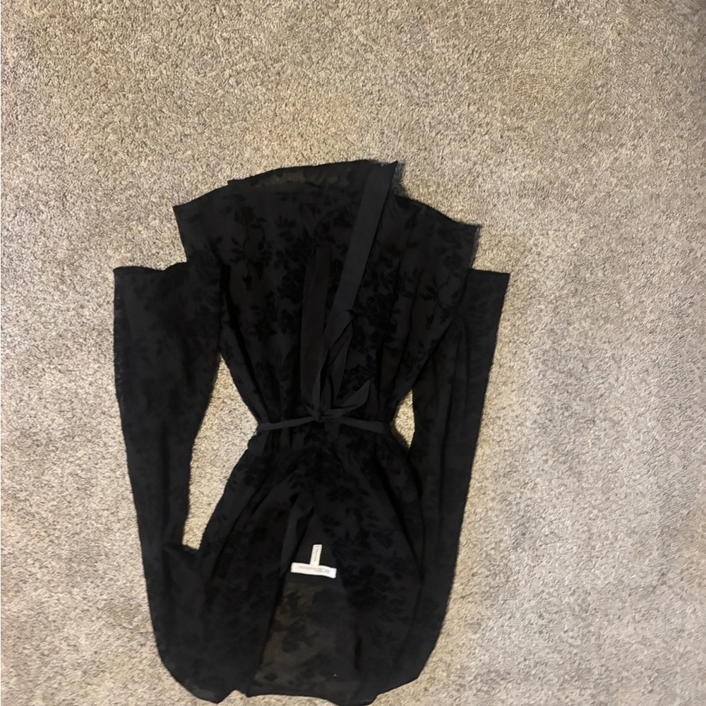 BCBG Black Sheer Floral Wrap